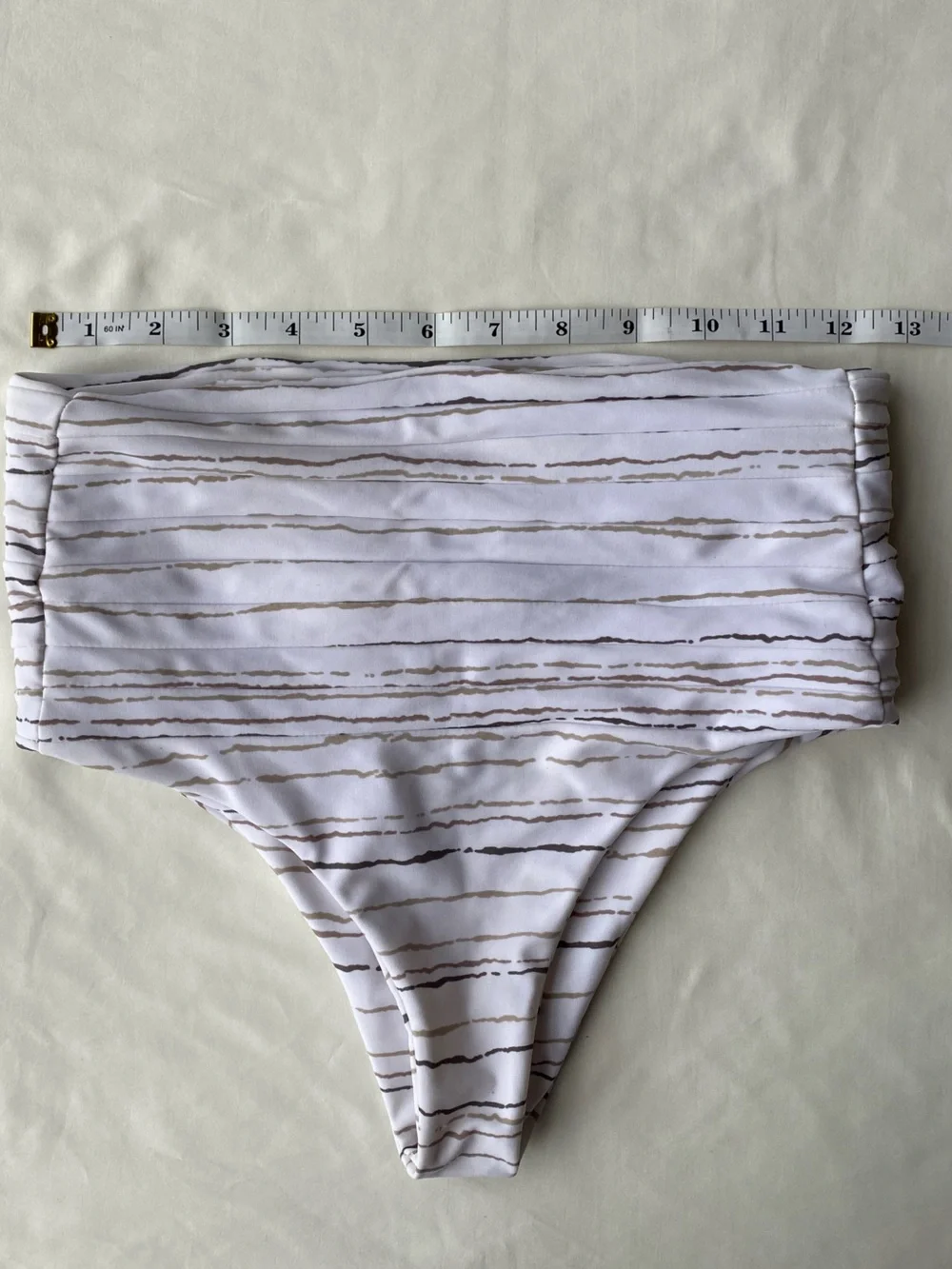 Mikoh Swimwear High-Waist White Bikini Size Small Bottom with Stripe Details